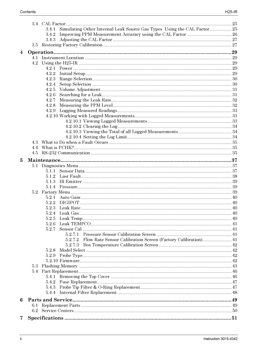 Bacharach H25-IR manual Parts and Service 