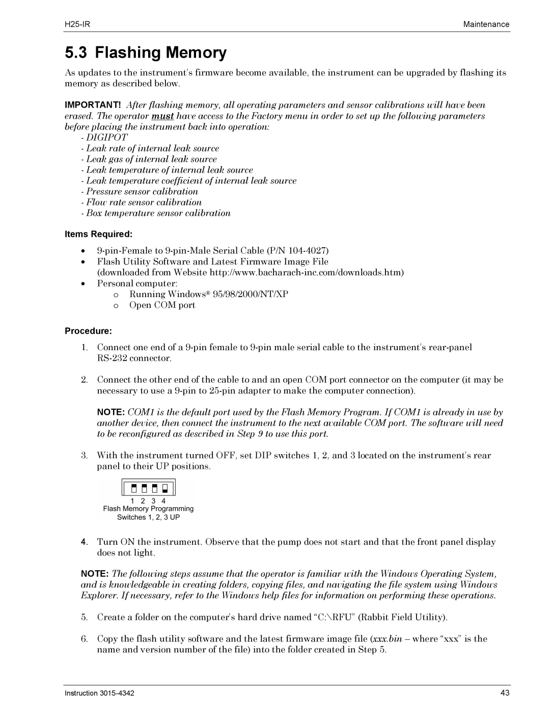 Bacharach H25-IR manual Flashing Memory, Items Required 