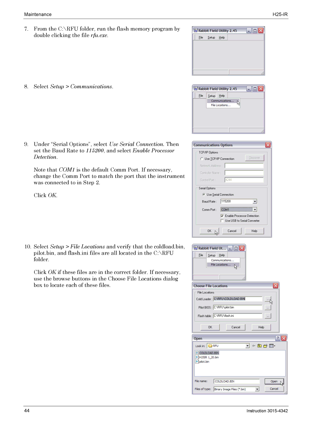 Bacharach H25-IR manual Select Setup Communications 