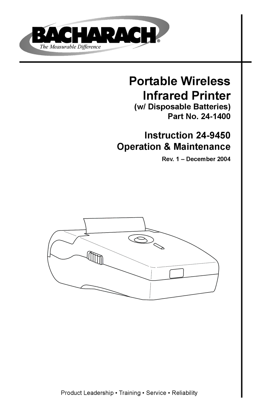 Bacharach manual Portable Wireless Infrared Printer 