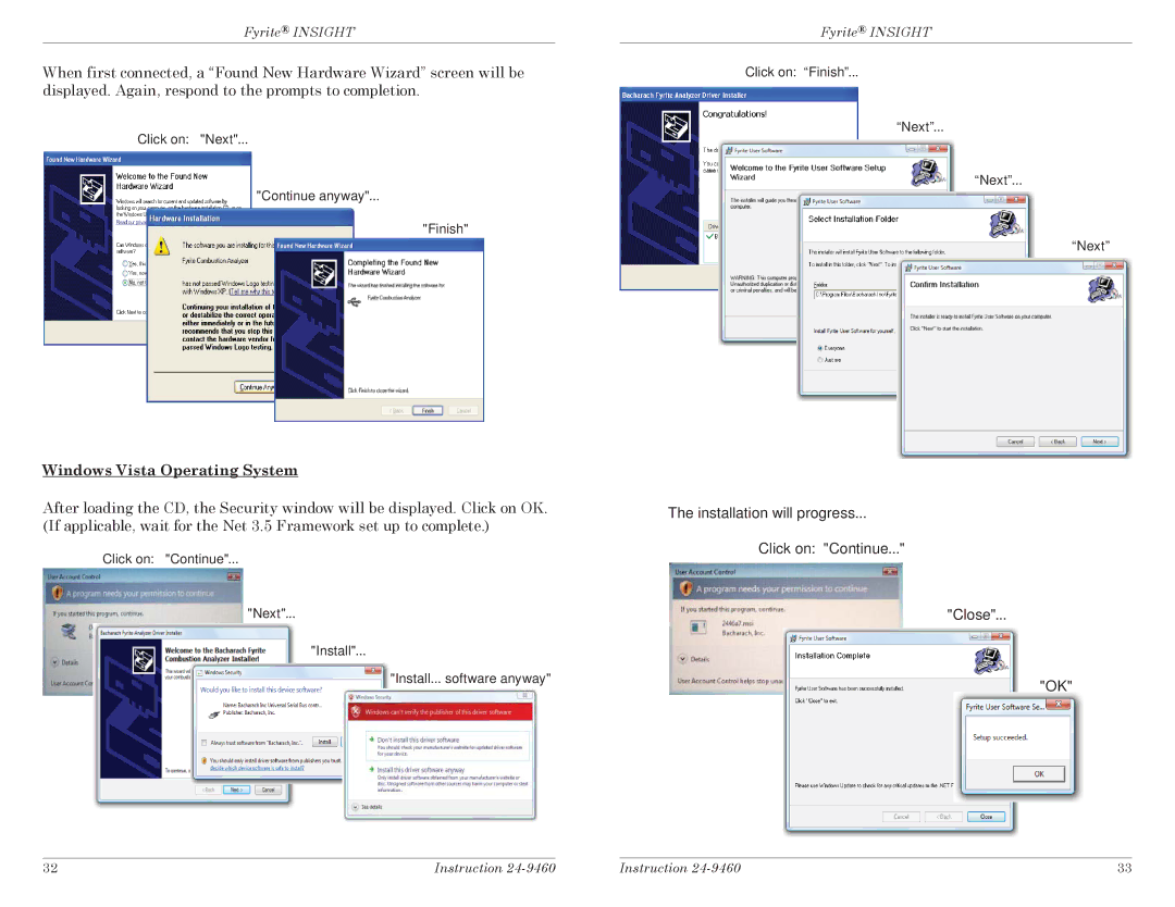 Bacharach INSIGHT manual Windows Vista Operating System 