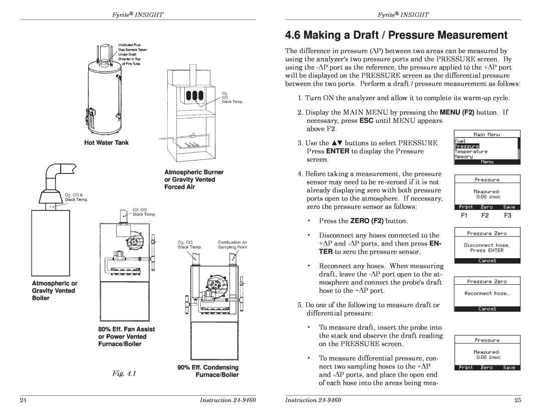 Bacharach INSIGHT manual Making a Draft / Pressure Measurement 