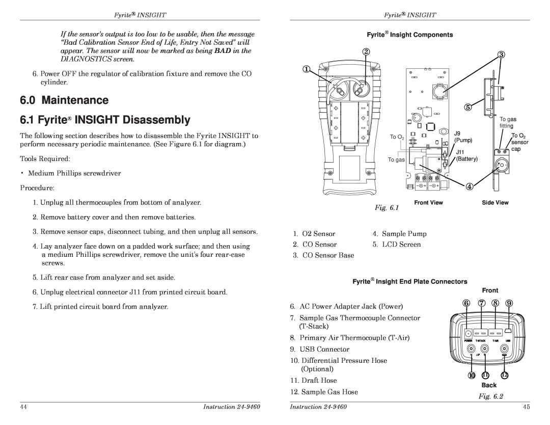Bacharach manual 6.0Maintenance 6.1Fyrite INSIGHT Disassembly 