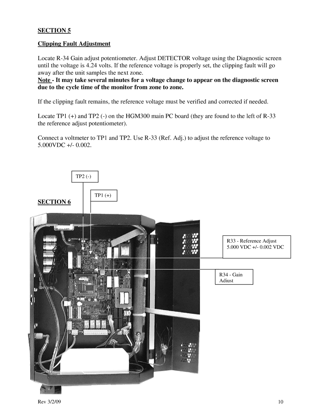 Bacharach RDM800, HGM300 warranty Section, Clipping Fault Adjustment 