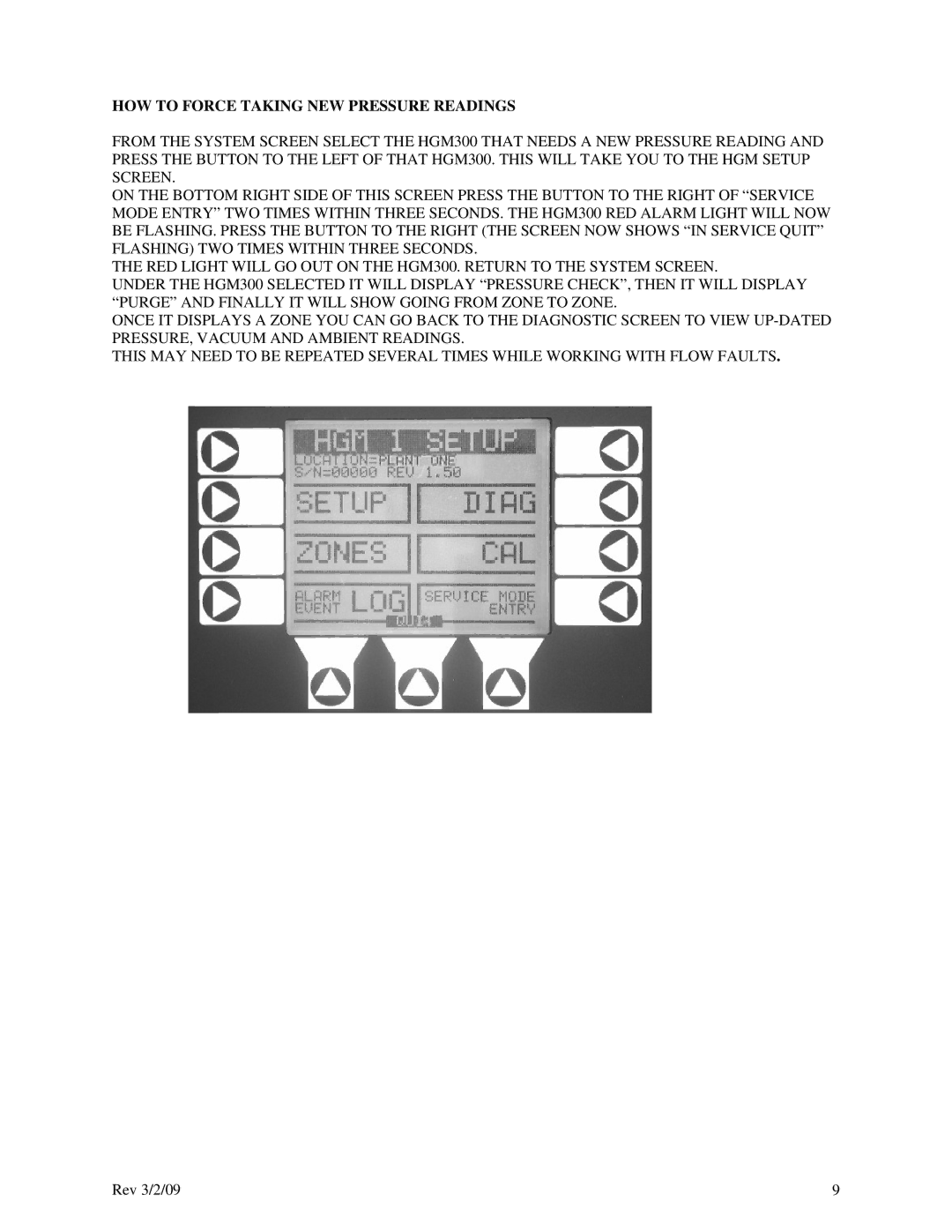 Bacharach HGM300, RDM800 warranty HOW to Force Taking NEW Pressure Readings 