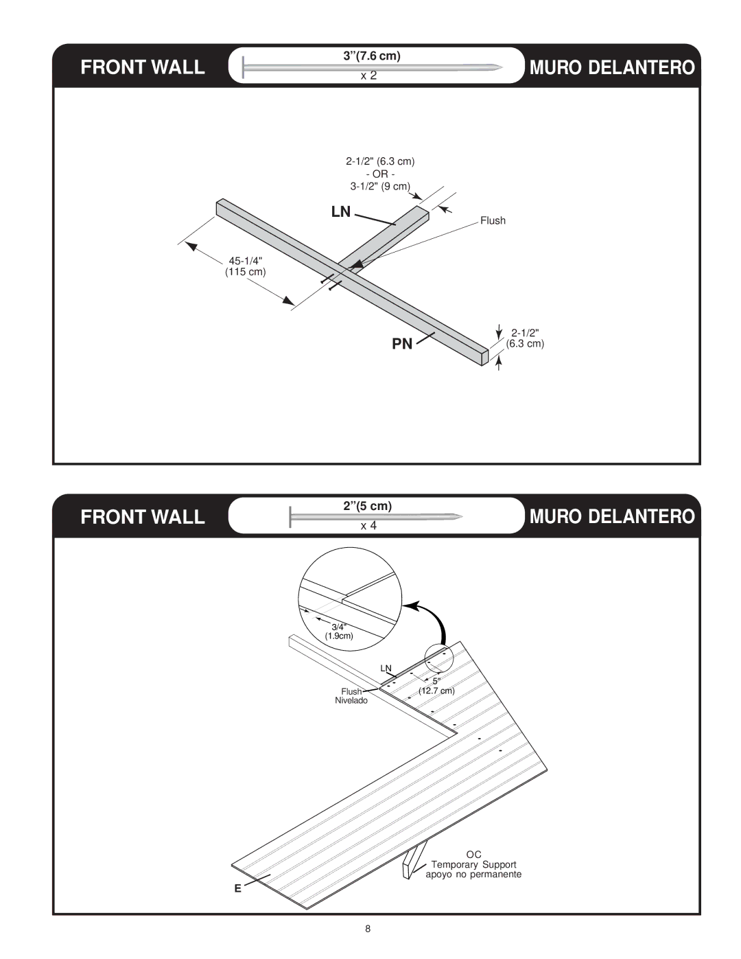 Backyard Storage Solutions 16616, 18276-1 manual Muro Delantero 