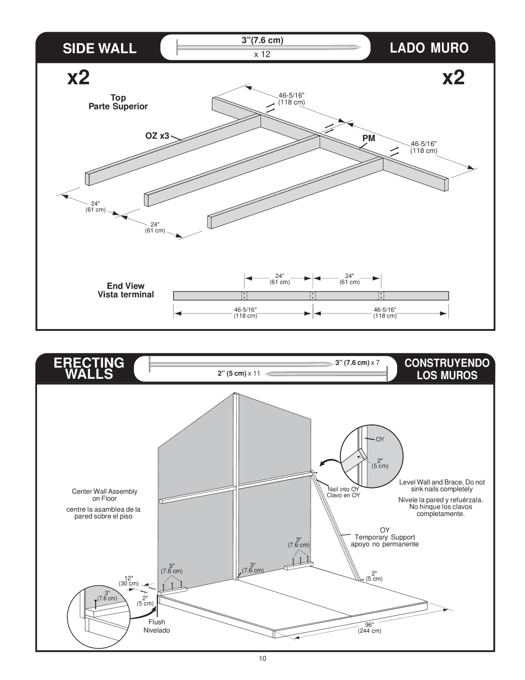 Backyard Storage Solutions 16616, 18276-1 manual Side Wall, Erecting Walls 