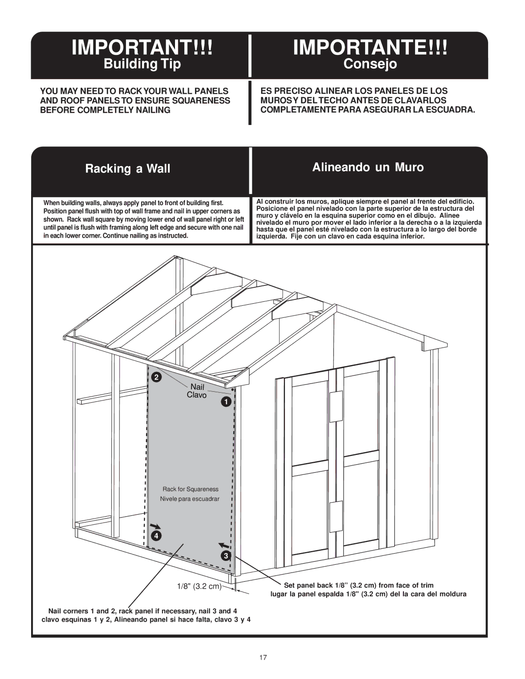 Backyard Storage Solutions 18276-1, 16616 manual Racking a Wall 