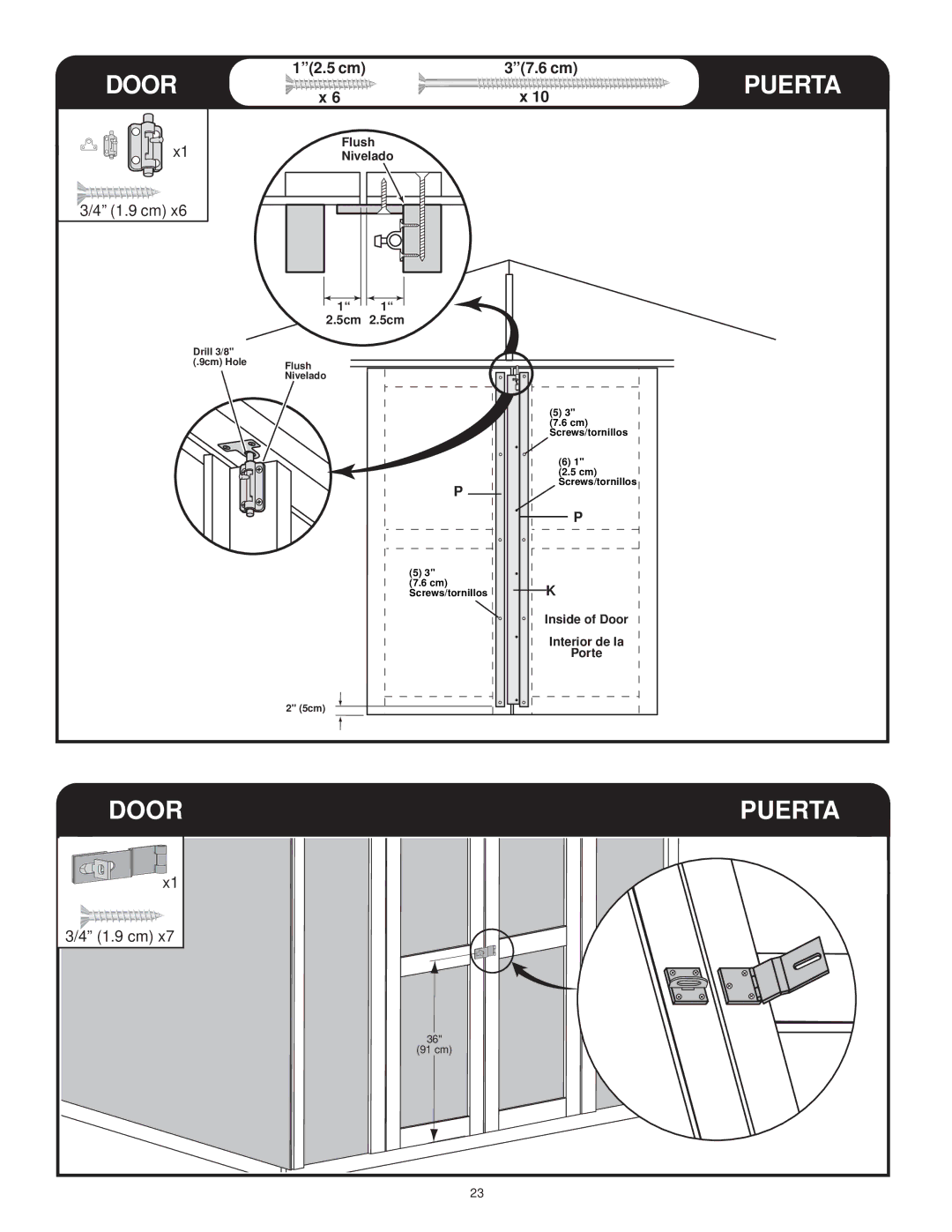 Backyard Storage Solutions 18276-1, 16616 manual Door Puerta 