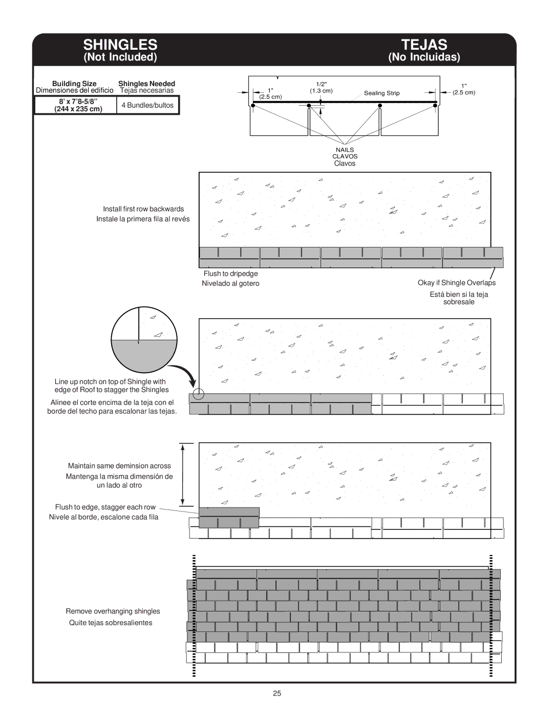 Backyard Storage Solutions 18276-1, 16616 manual Shingles, Tejas 