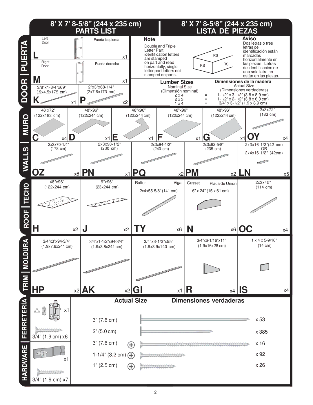 Backyard Storage Solutions 16616, 18276-1 manual Puerta, Door 