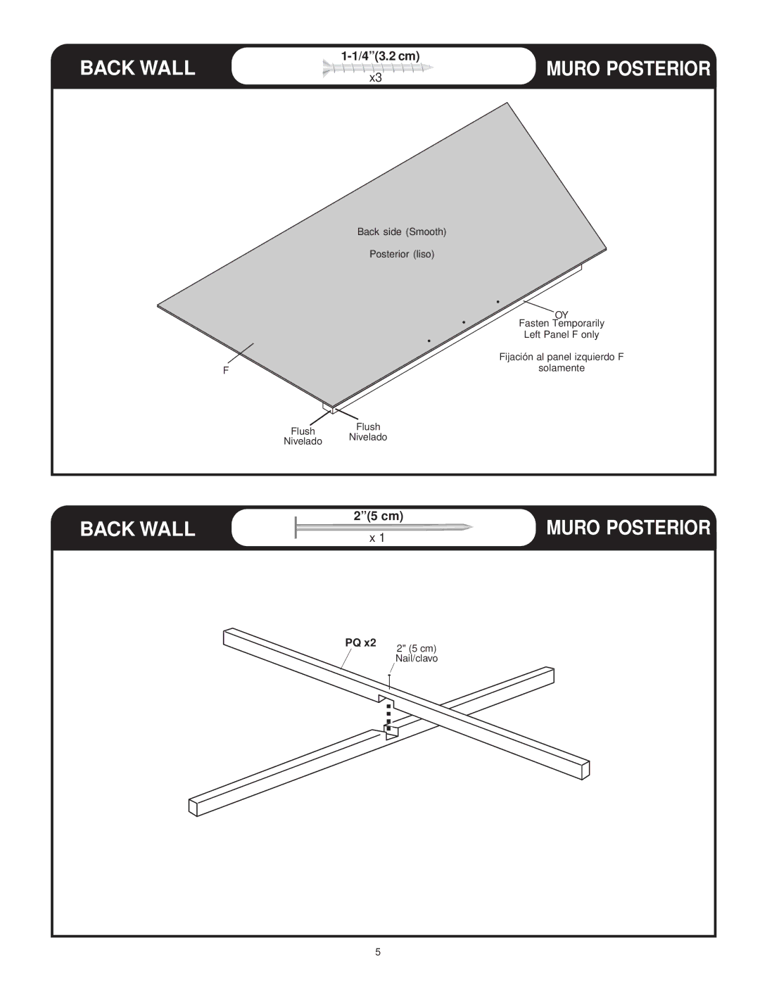 Backyard Storage Solutions 18276-1, 16616 manual Back Wall, Muro Posterior 