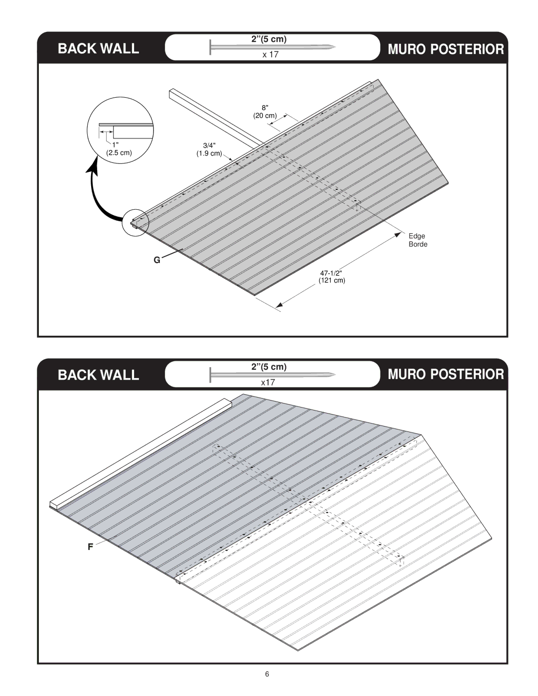 Backyard Storage Solutions 16616, 18276-1 manual Back Wall 