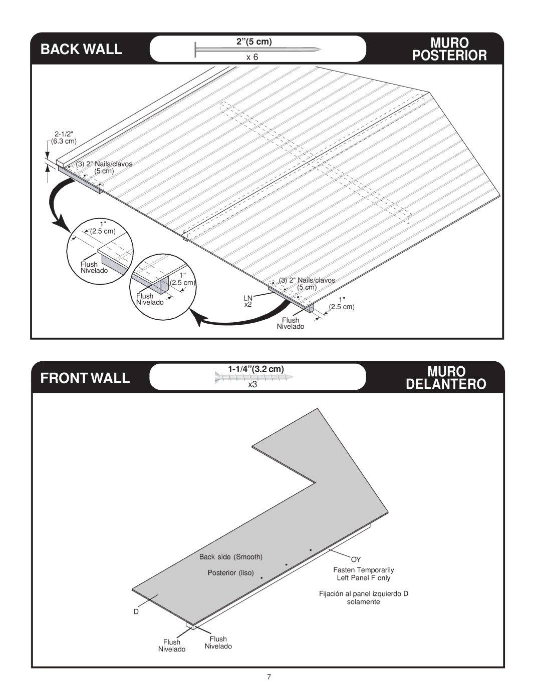 Backyard Storage Solutions 18276-1, 16616 manual Front Wall, Muro Delantero 