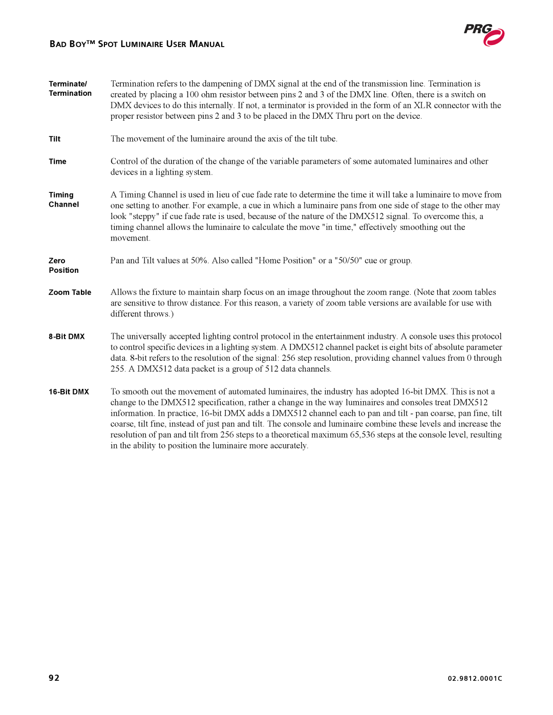 Bad Boy Mowers 02.9812.0001C user manual Movement of the luminaire around the axis of the tilt tube 