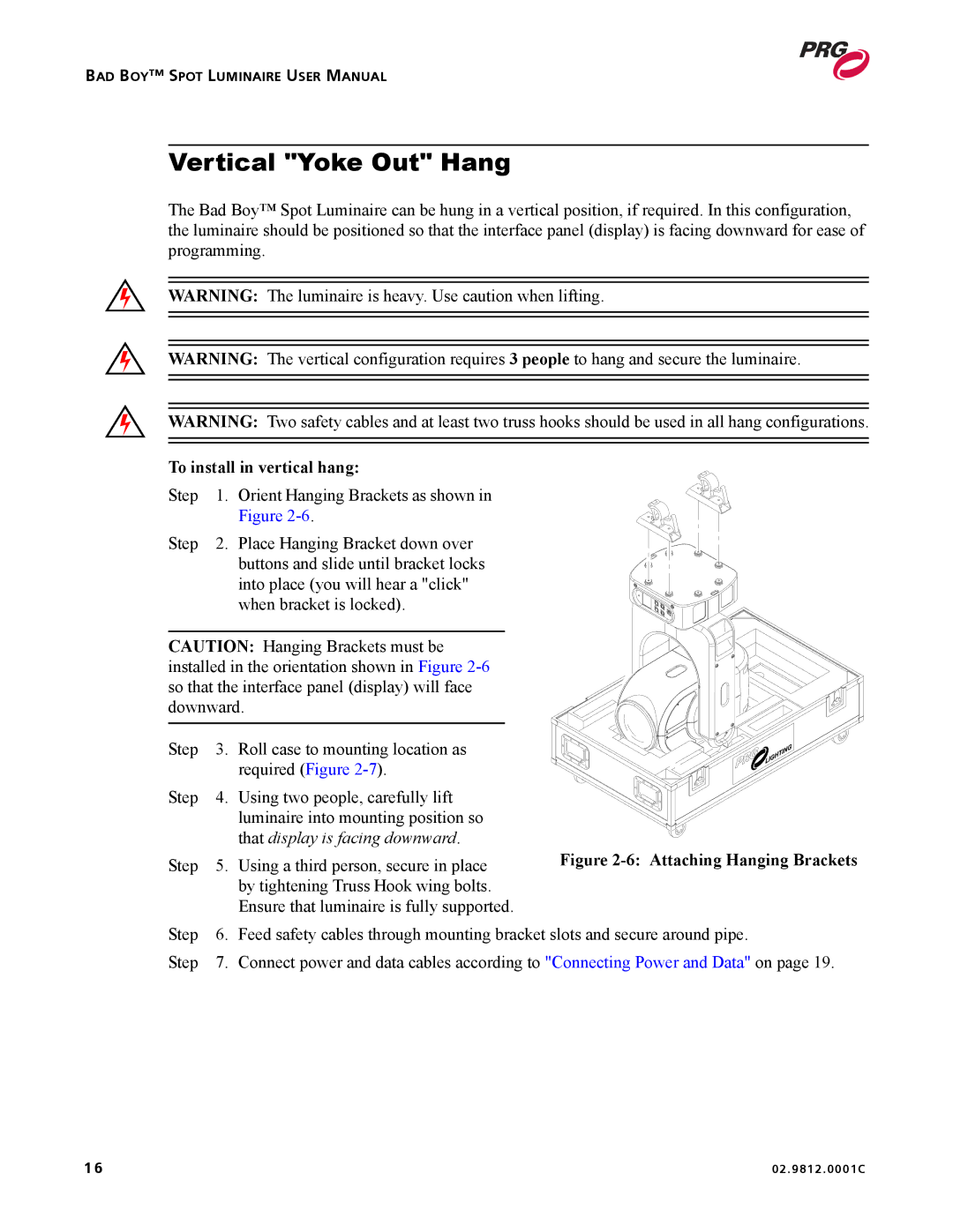 Bad Boy Mowers 02.9812.0001C user manual Vertical Yoke Out Hang, To install in vertical hang 