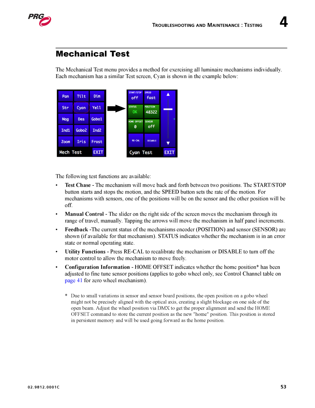 Bad Boy Mowers 02.9812.0001C user manual Mechanical Test 