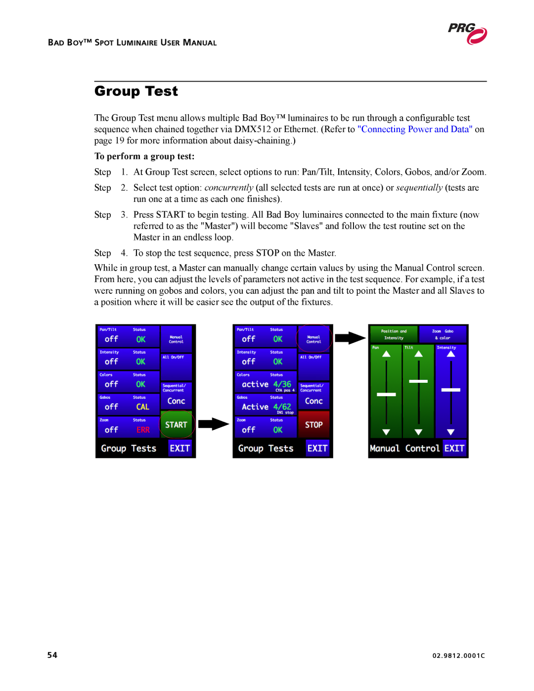 Bad Boy Mowers 02.9812.0001C user manual Group Test, To perform a group test 