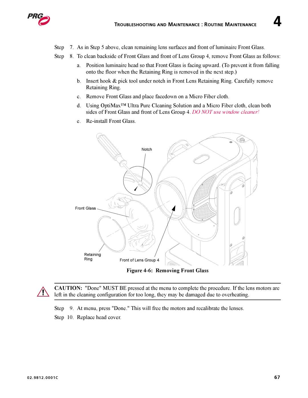 Bad Boy Mowers 02.9812.0001C user manual Removing Front Glass 