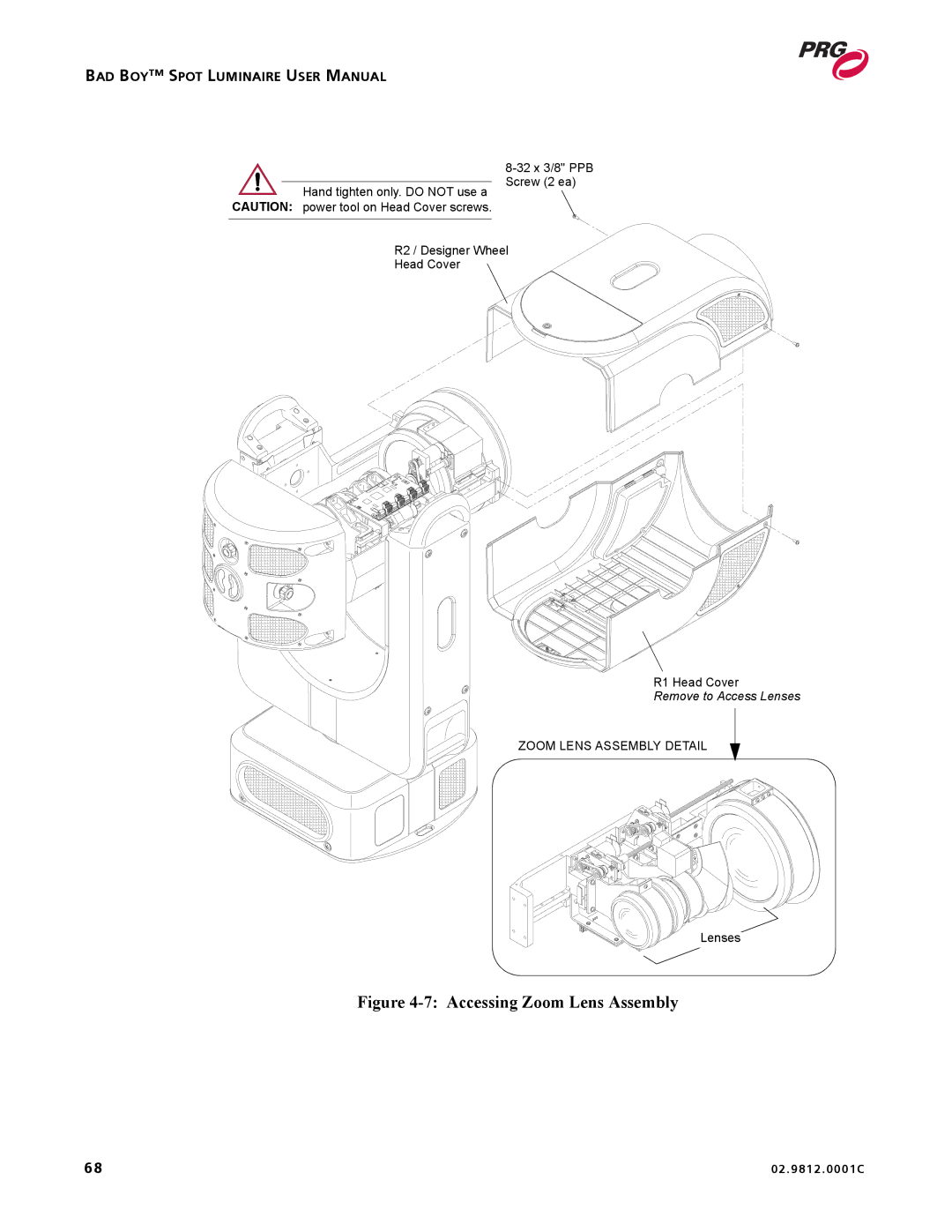 Bad Boy Mowers 02.9812.0001C user manual Accessing Zoom Lens Assembly 