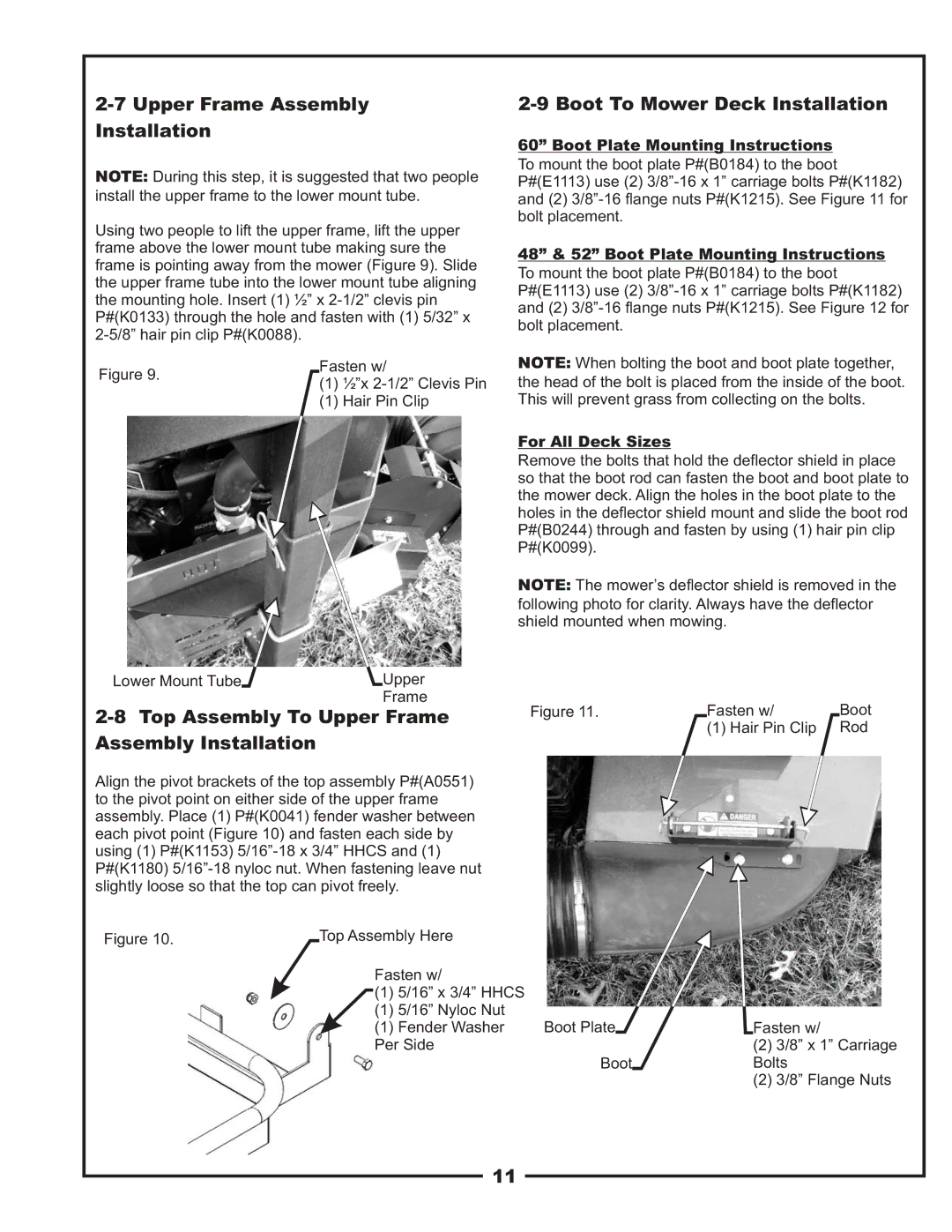 Bad Boy Mowers PUP Series Upper Frame Assembly Installation, Boot To Mower Deck Installation, Top Assembly To Upper Frame 