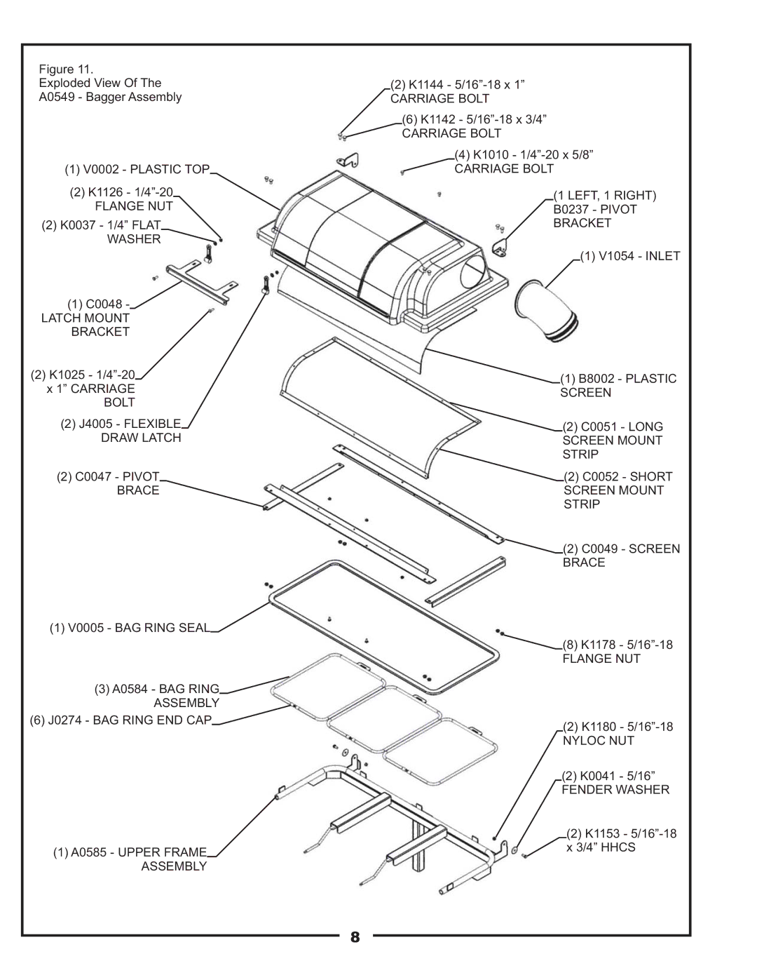 Bad Boy Mowers 48031001, PUP Series manual Carriage Bolt 