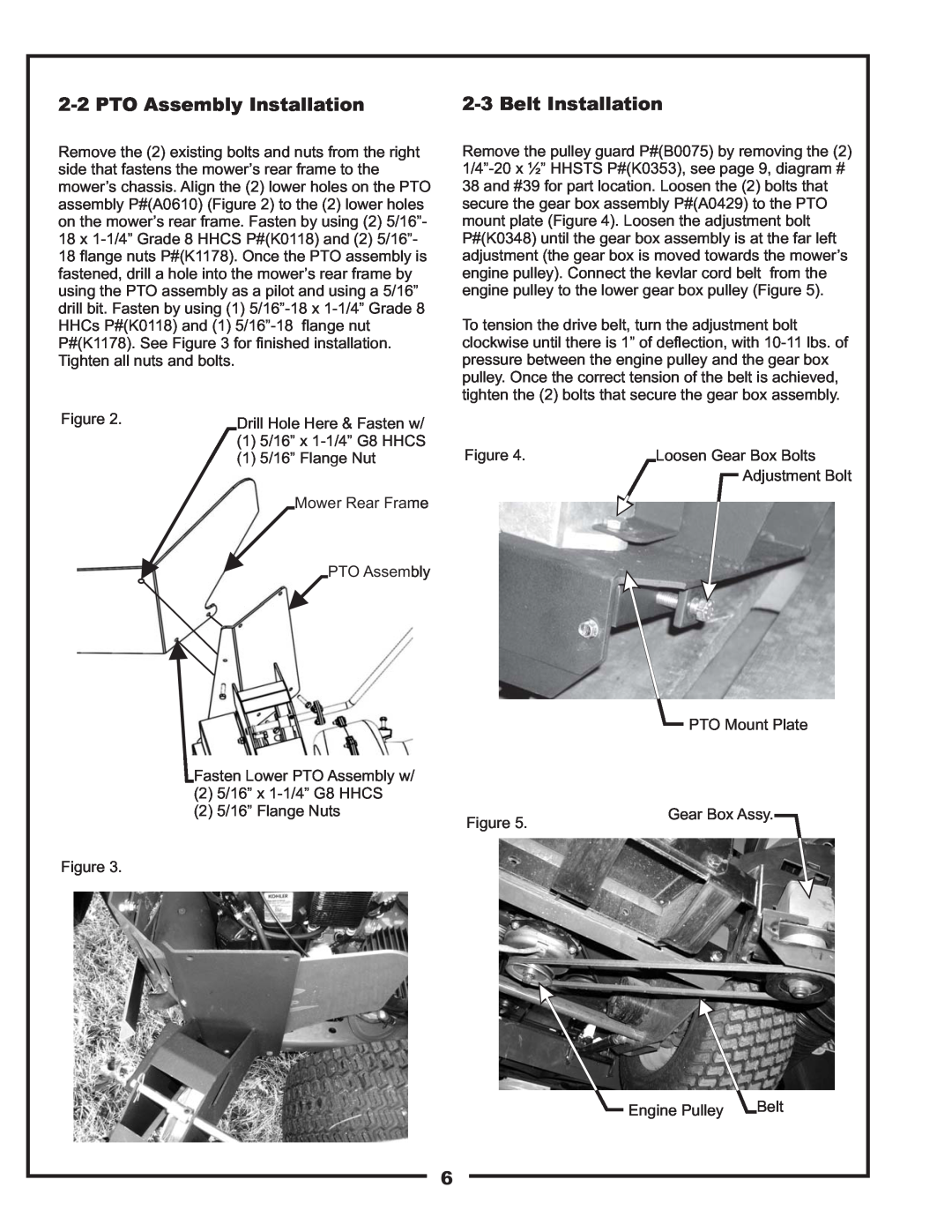 Bad Boy Mowers 48031301 manual 2-2PTO Assembly Installation, 2-3Belt Installation 