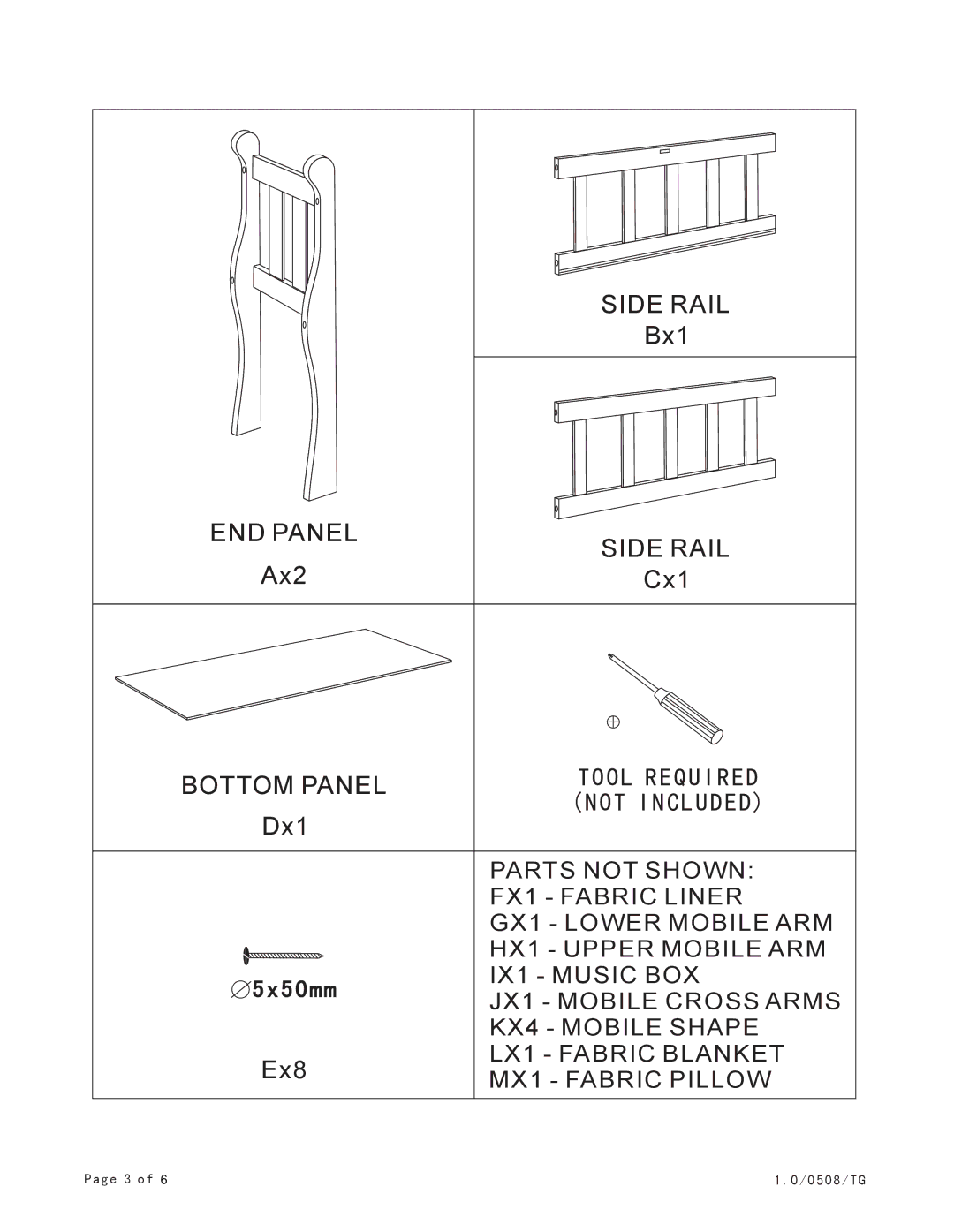 Badger Basket 01717 manual Side Rail 