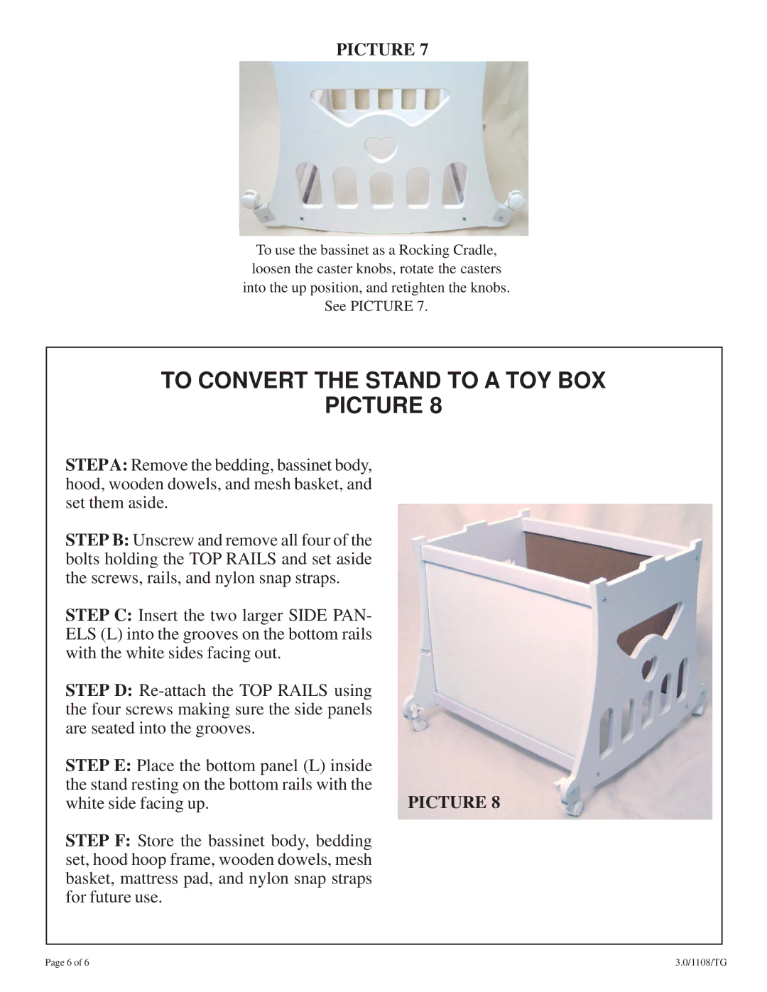 Badger Basket 00750, 0861T, 0854T, 0860T, 0850T, 0852T, 00752, 00751 manual To Convert the Stand to a TOY BOX Picture 