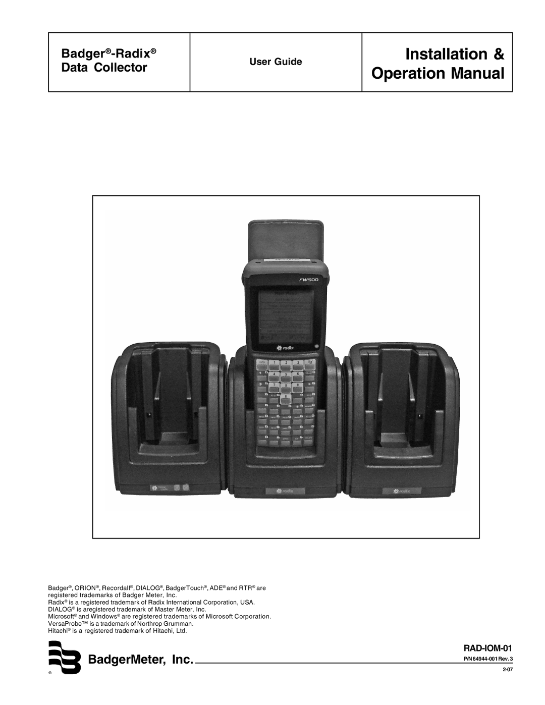 Badger Basket RAD-IOM-01, N64944-001 operation manual BadgerMeter, Inc 