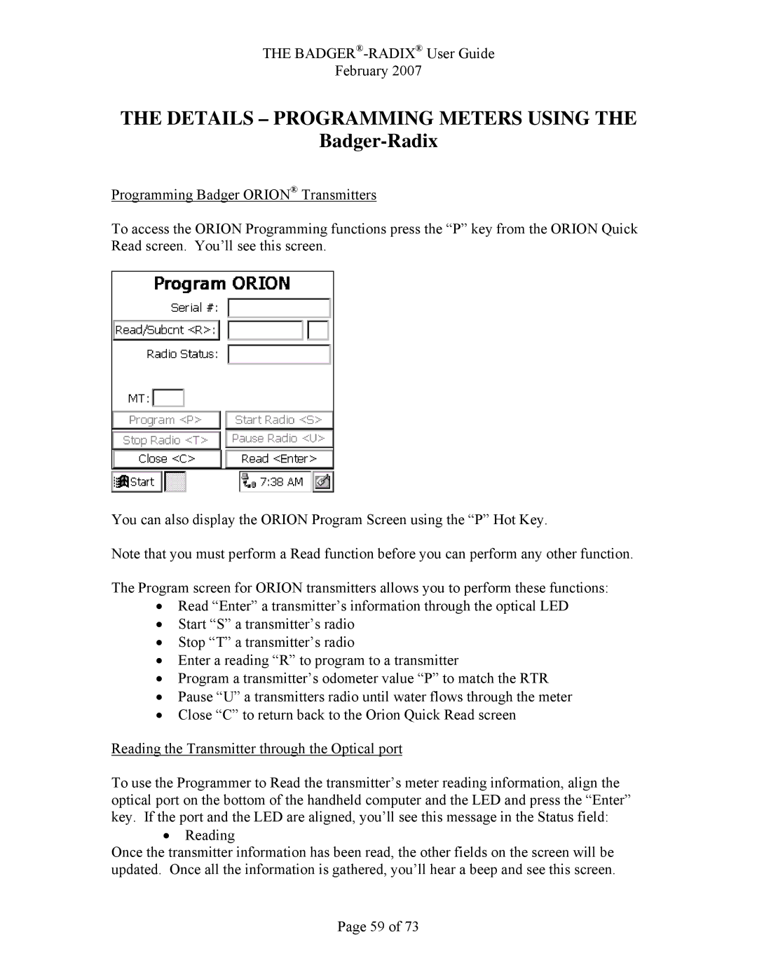 Badger Basket N64944-001, RAD-IOM-01 operation manual Details Programming Meters Using 