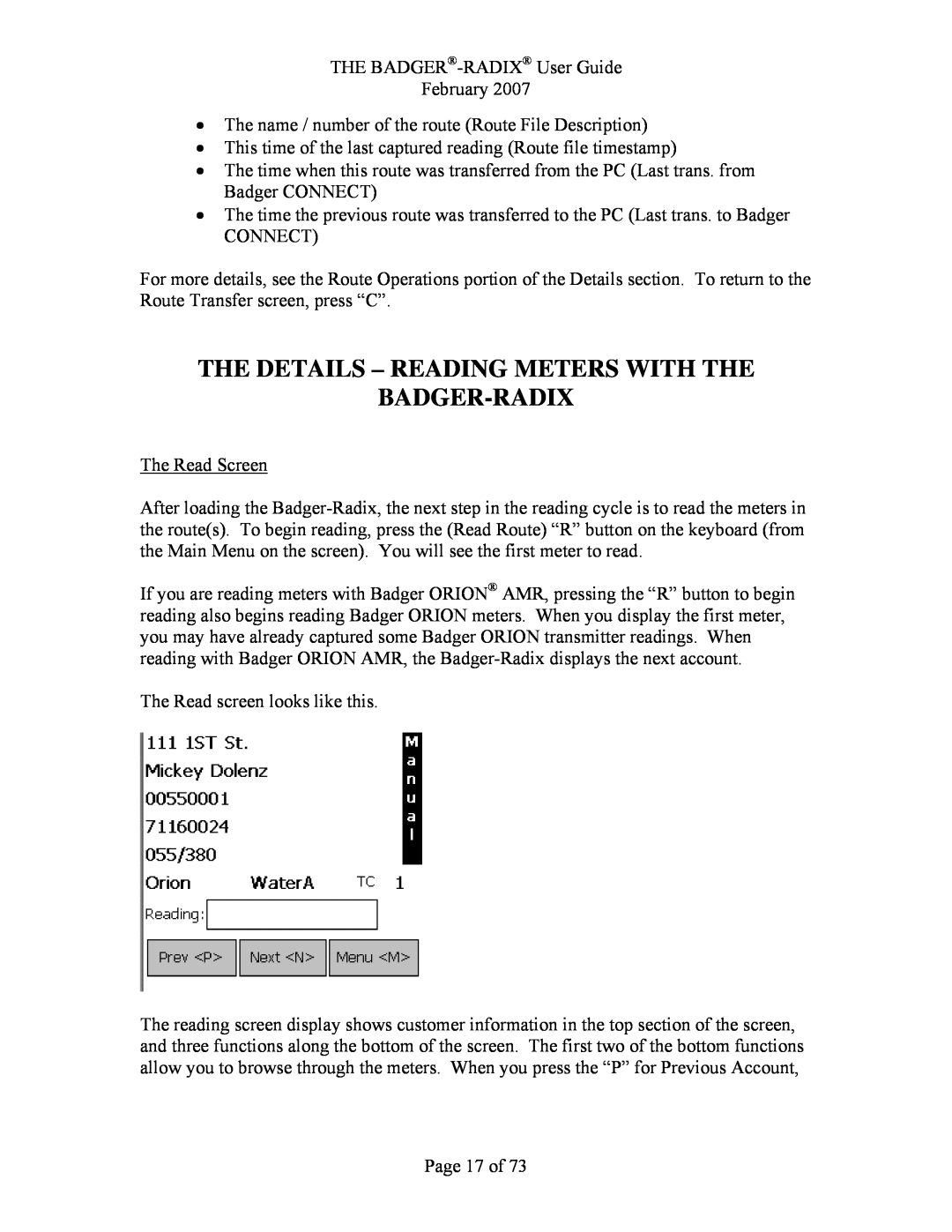Badger Basket N64944-001, RAD-IOM-01 operation manual The Details - Reading Meters With The Badger-Radix 