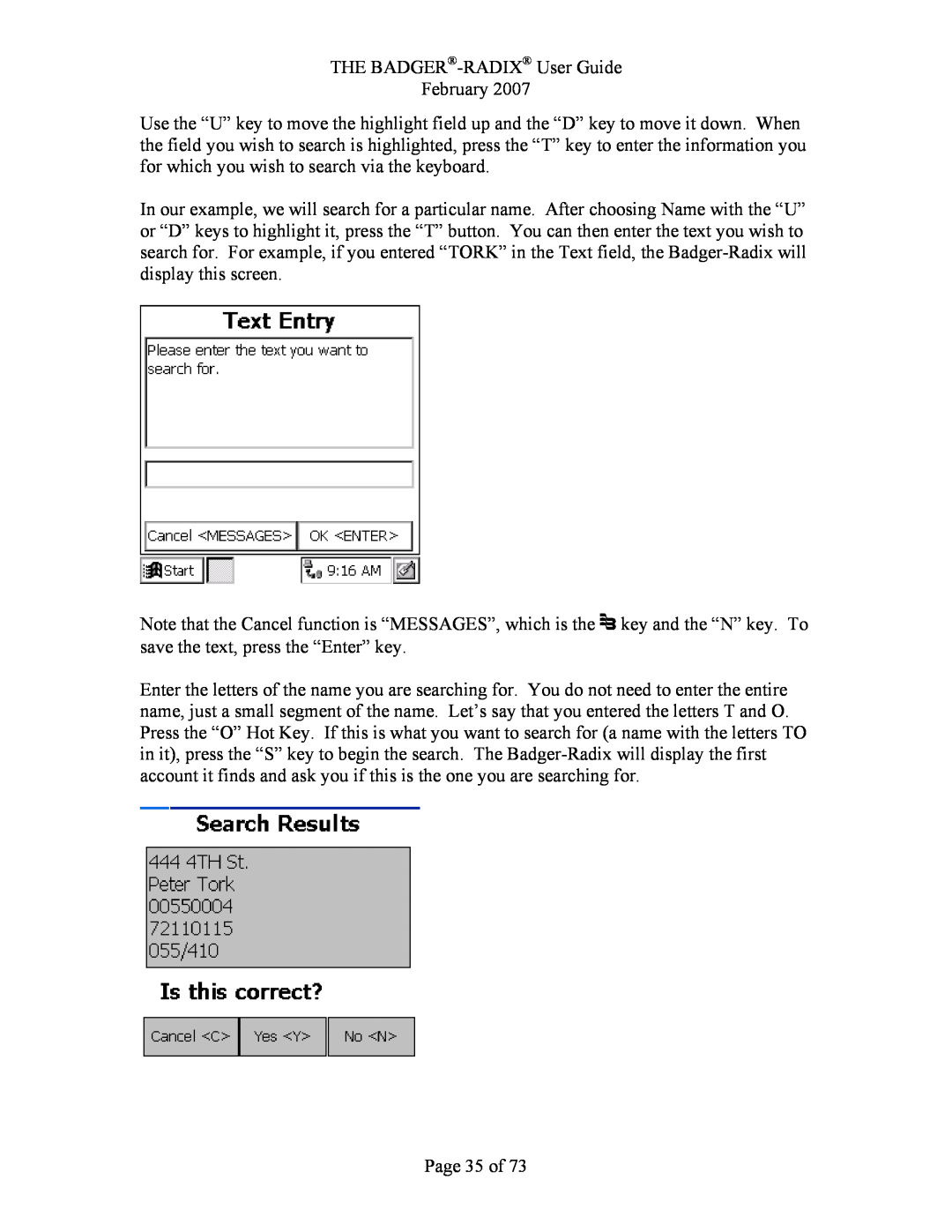 Badger Basket N64944-001, RAD-IOM-01 operation manual Page 35 of, THE BADGER-RADIX User Guide February 