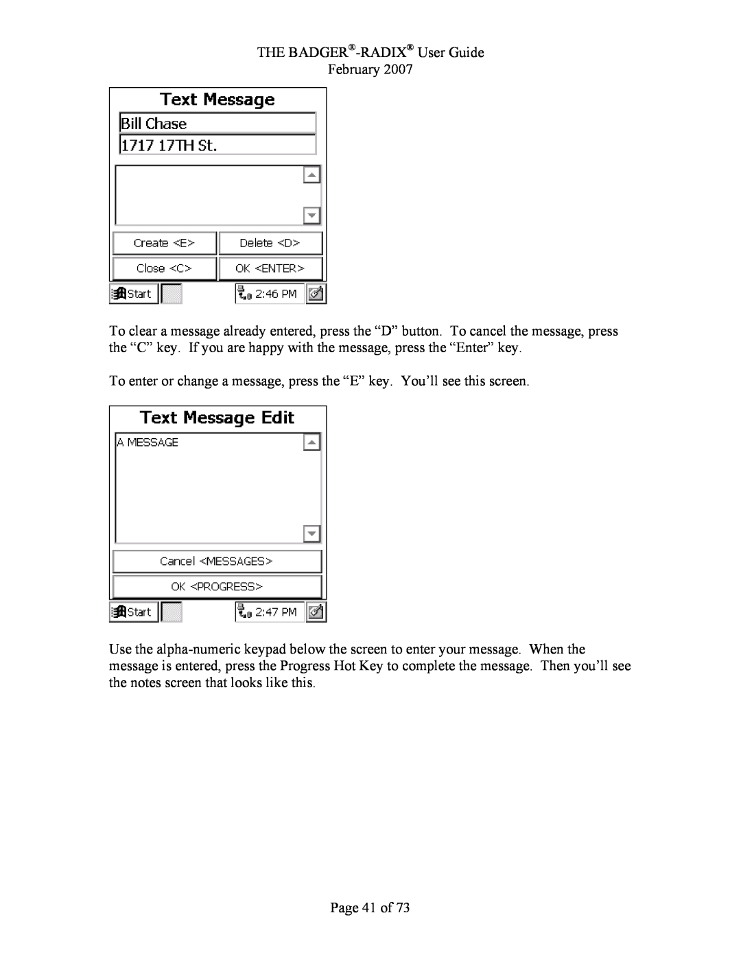 Badger Basket N64944-001, RAD-IOM-01 operation manual Page 41 of, THE BADGER-RADIX User Guide February 