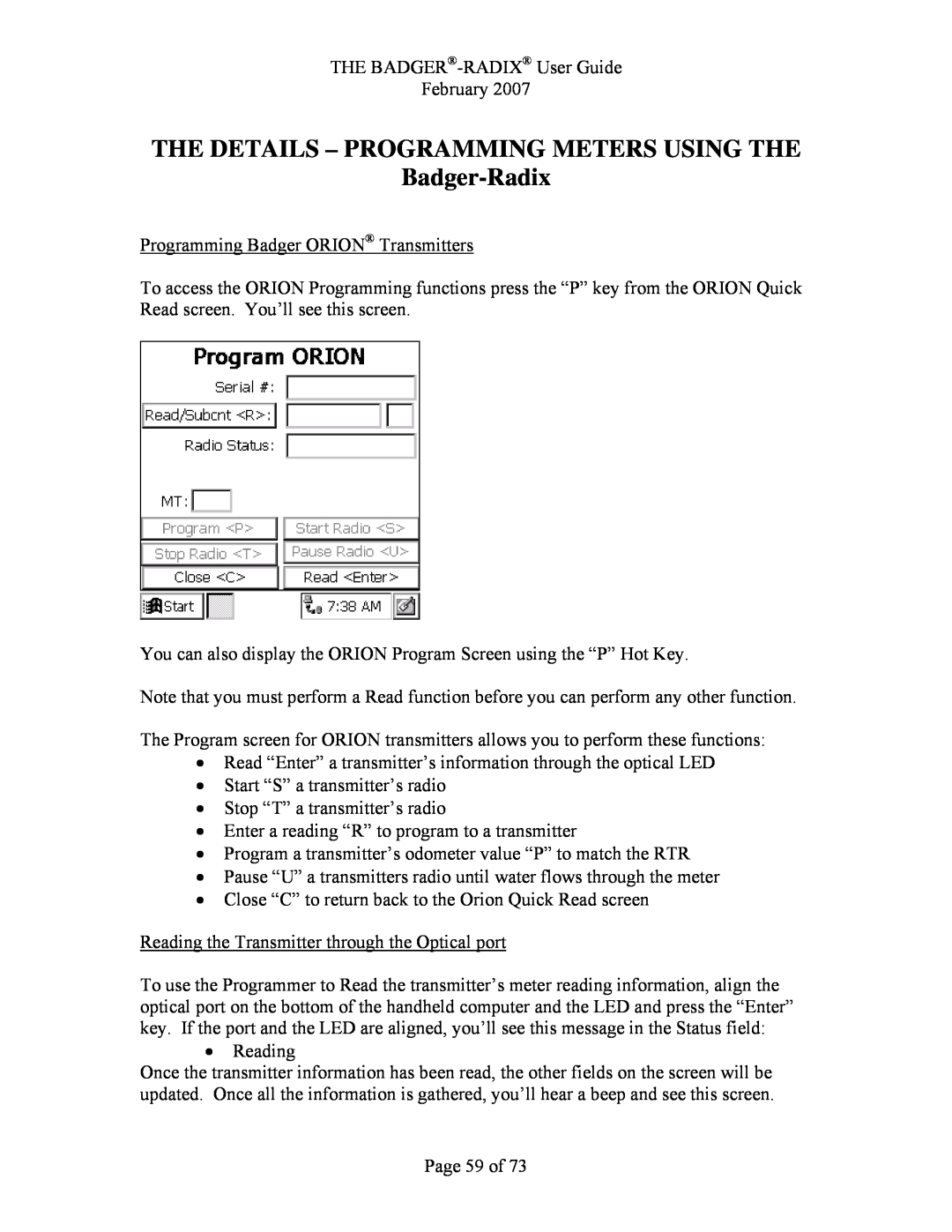 Badger Basket N64944-001, RAD-IOM-01 operation manual THE DETAILS - PROGRAMMING METERS USING THE Badger-Radix 
