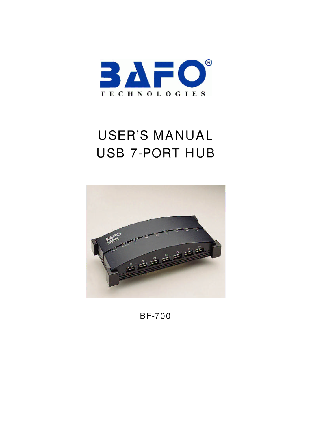 Bafo Technologies BF-700 user manual USER’S Manual USB 7-PORT HUB 