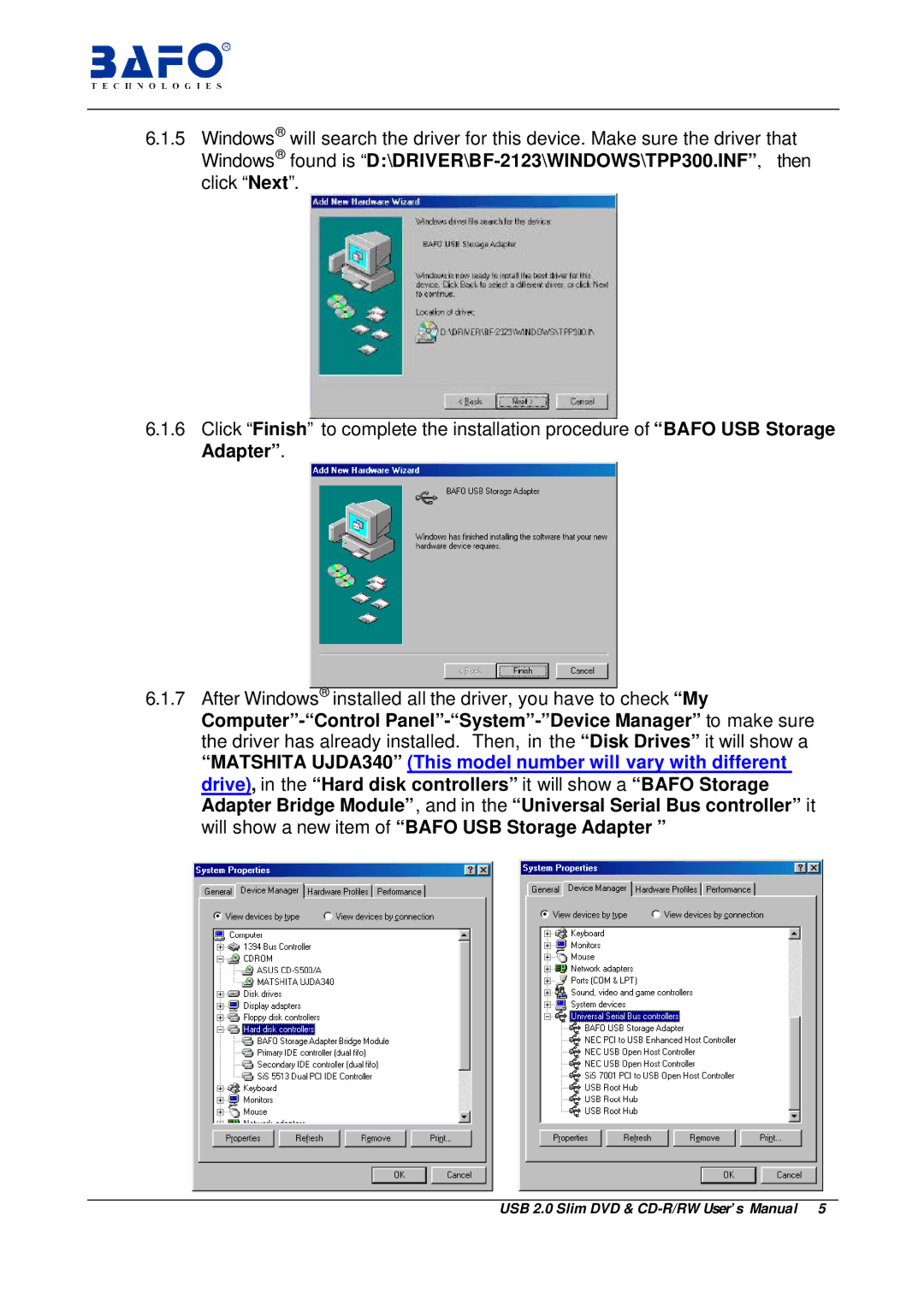 Bafo Technologies user manual USB 2.0 Slim DVD & CD-R/RW User’s Manual 