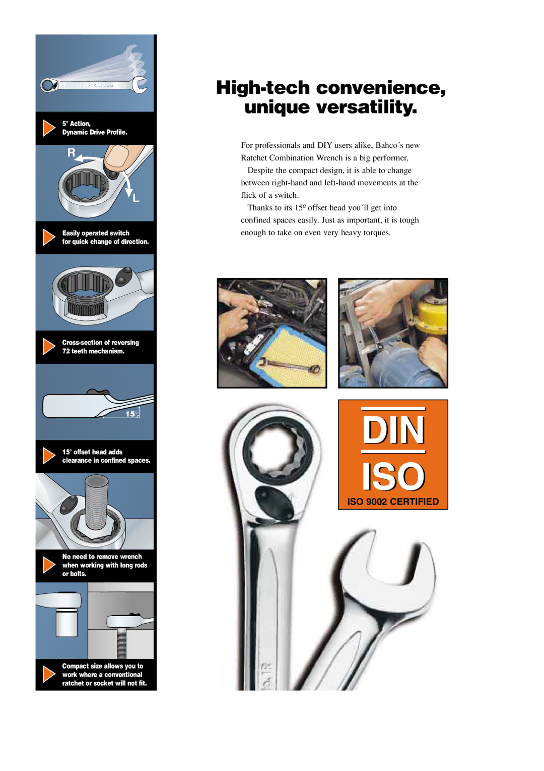 Bahco Ratchet Combination Wrench manual Din Iso, High-tech convenience Unique versatility 