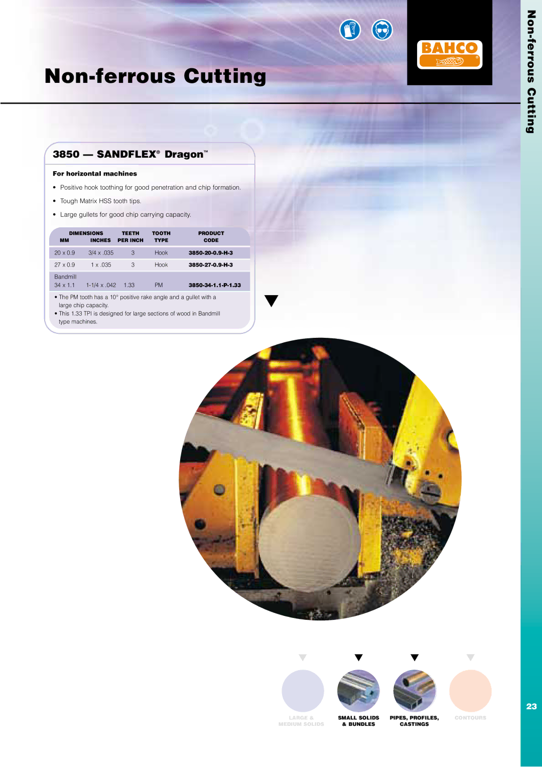 Bahco Saw manual Non-ferrous Cutting, For horizontal machines 