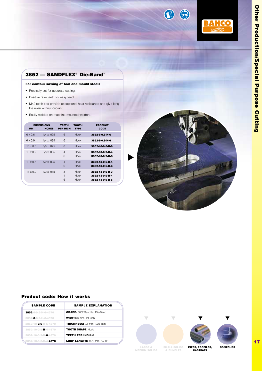 Bahco Saw manual Other Production/Special Purpose Cutting, SANDFLEX Die-Band, For contour sawing of tool and mould steels 