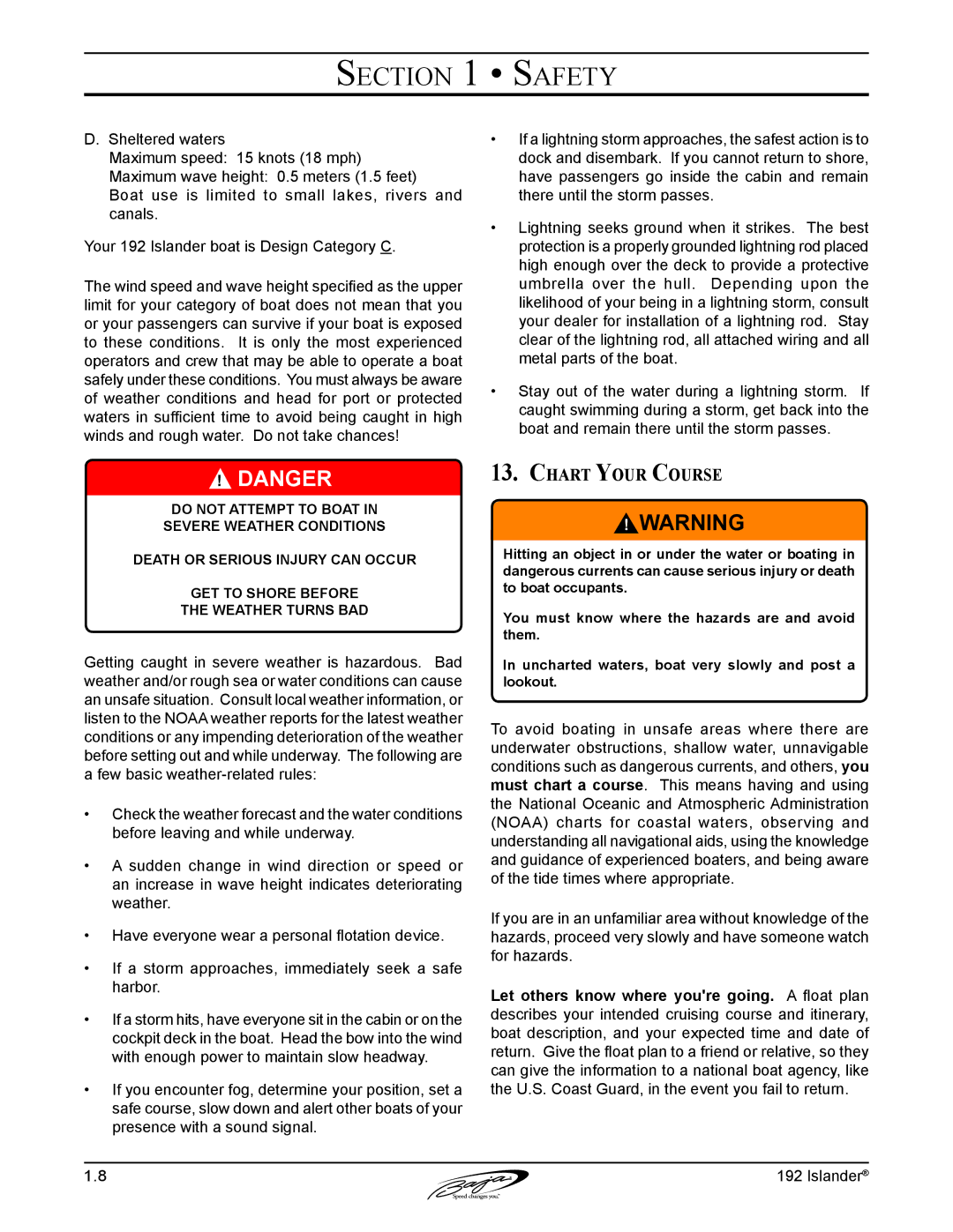 Baja Marine 192 Islander manual Chart Your Course 