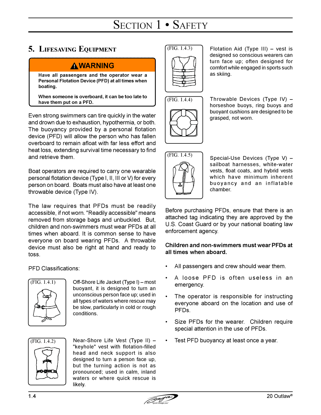 Baja Marine 20 manual Lifesaving Equipment 