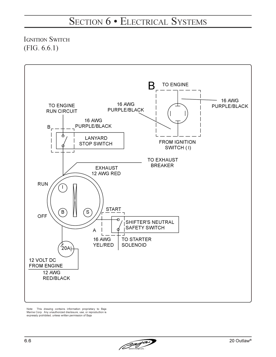 Baja Marine 20 manual Ignition Switch 