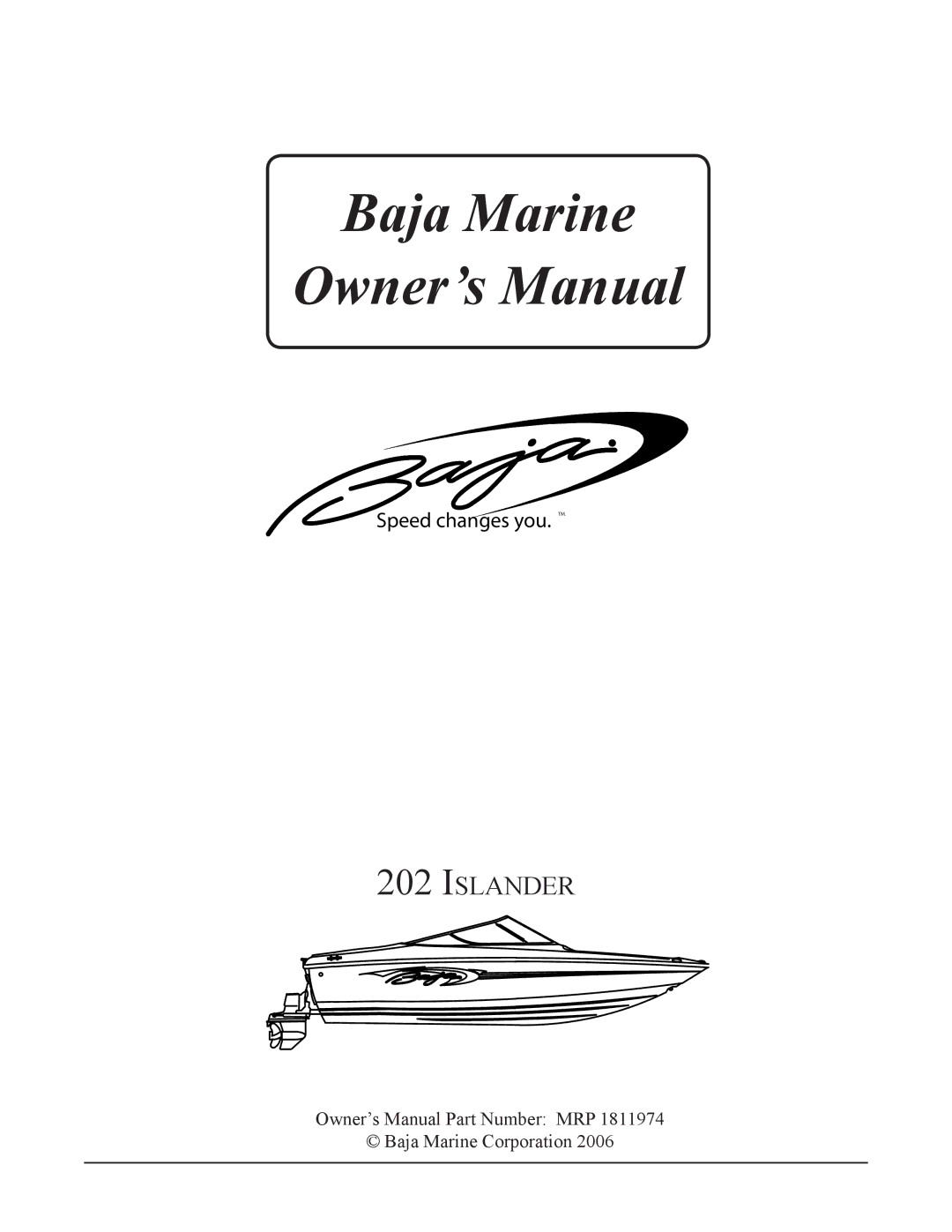 Baja Marine 202 Islander manual Baja Marine 