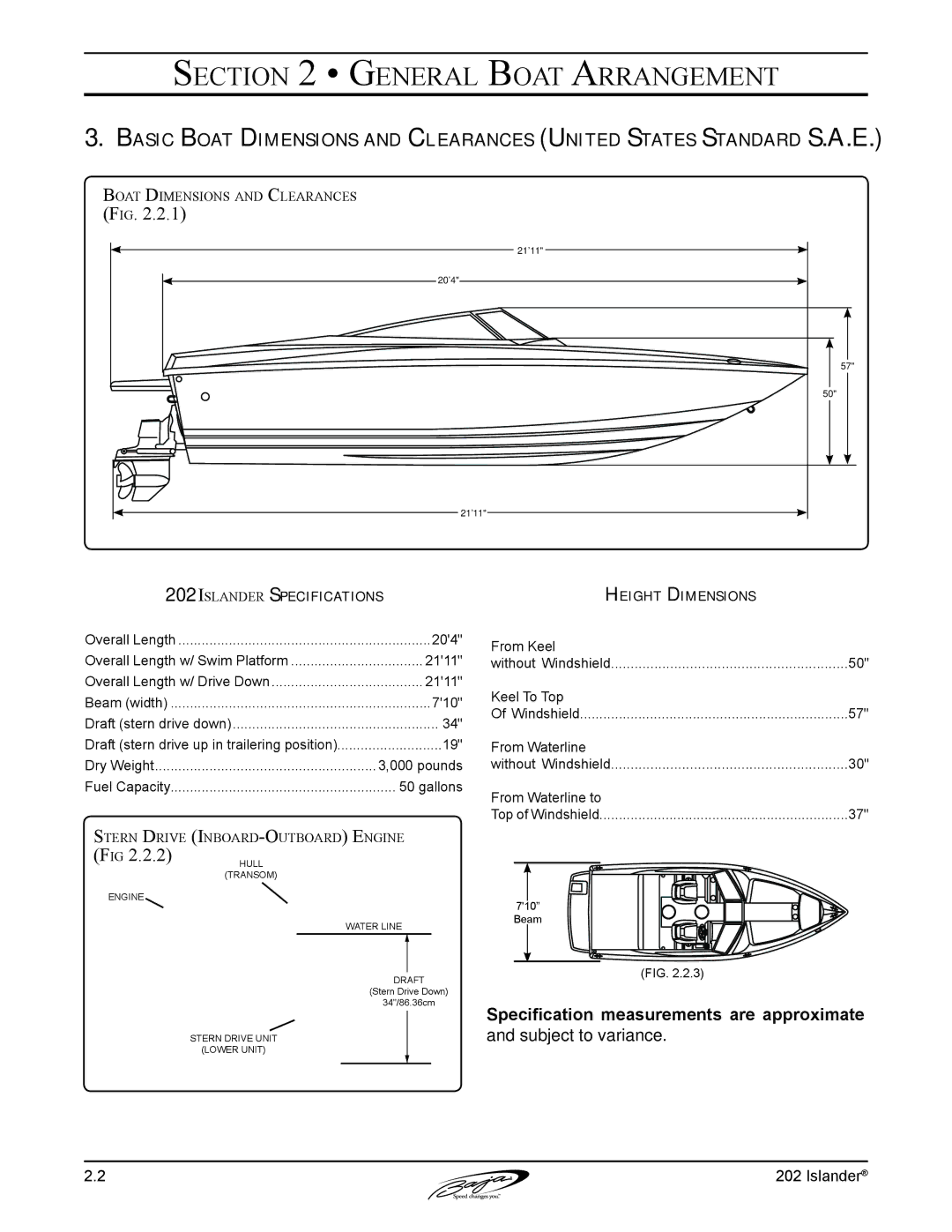 Baja Marine 202 Islander manual Hull 