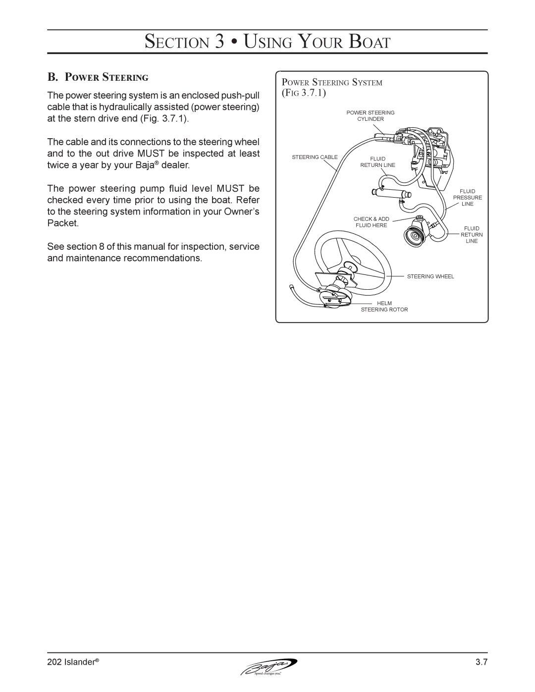 Baja Marine 202 Islander manual Power Steering System 