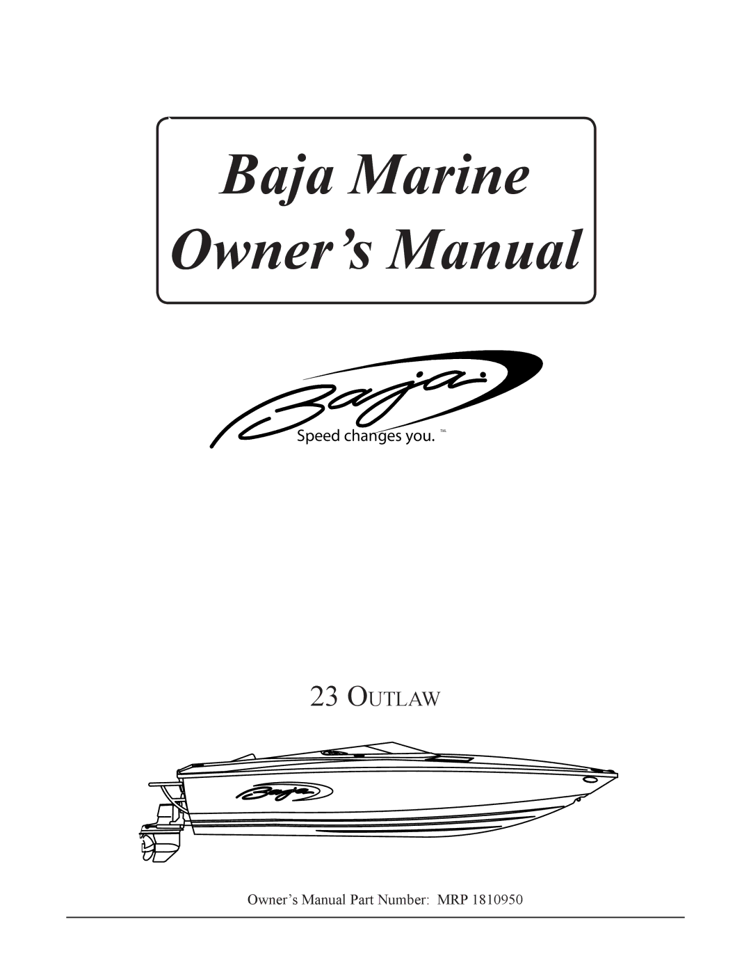 Baja Marine 23 manual Baja Marine, Outlaw 