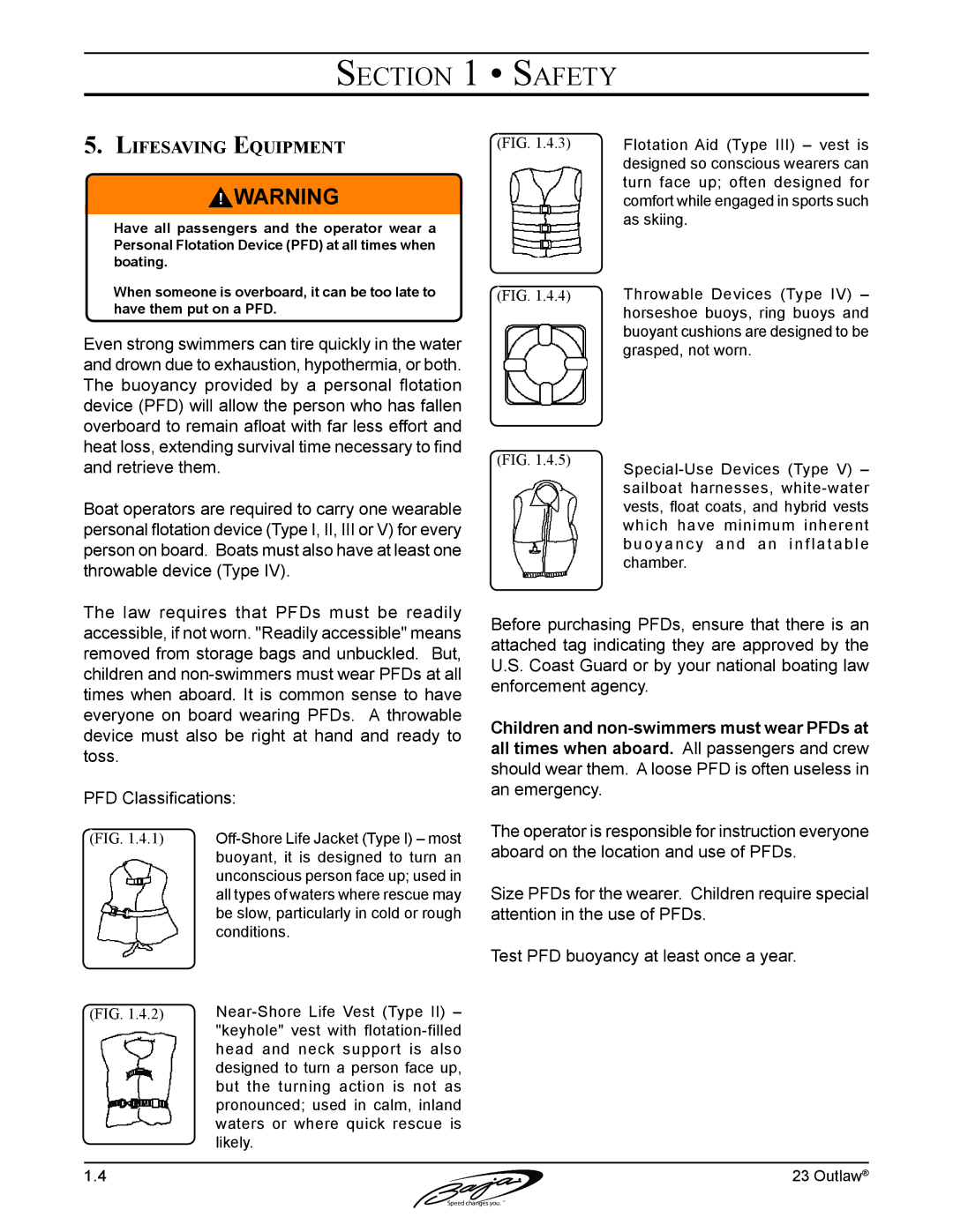 Baja Marine 23 manual Lifesaving Equipment 