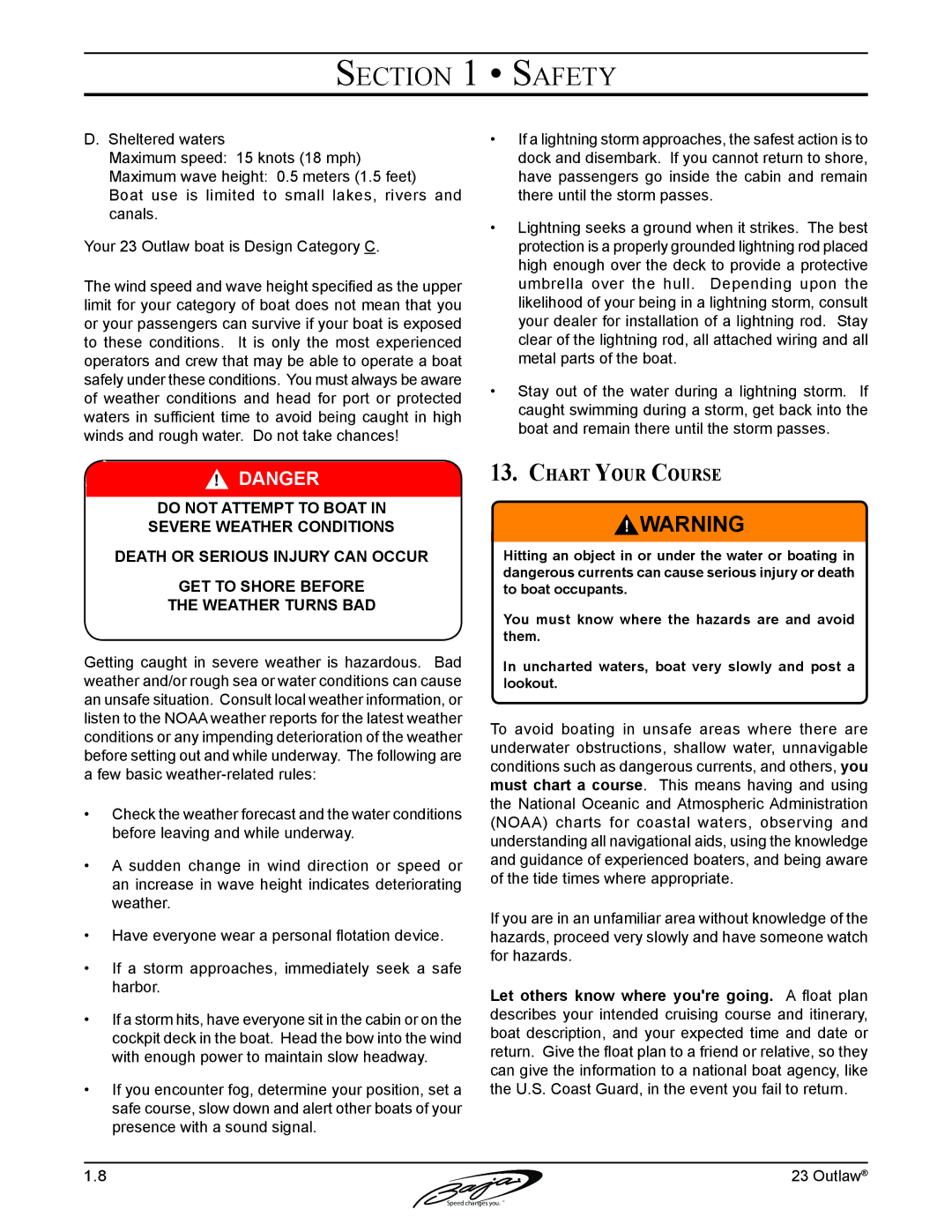 Baja Marine 23 manual Chart Your Course 