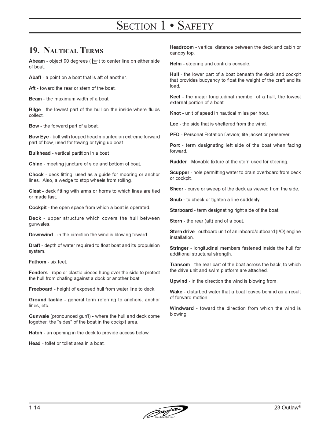 Baja Marine 23 manual Nautical Terms 